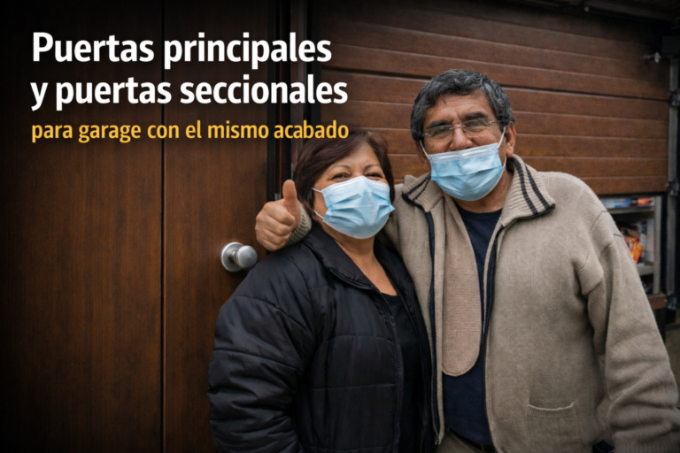 Puertas principales y puertas seccionales para garaje con el mismo acabado